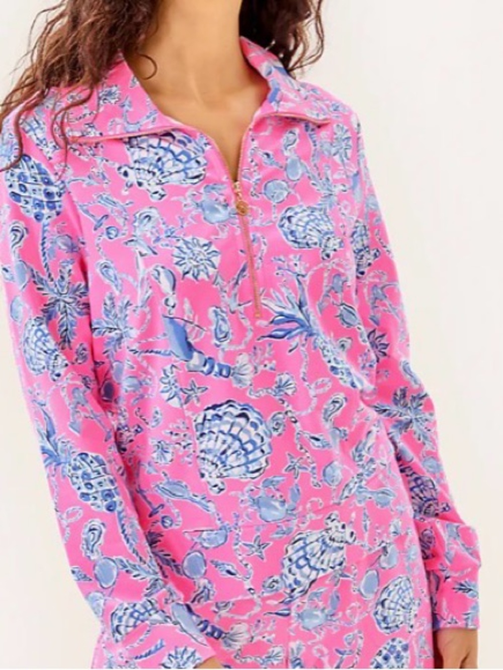 Lilly Pulitzer Eleni pullover Rousseau Pink Barefoot beachcombers size L NWT